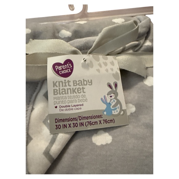 Parents Choice Grey Clouds Chevron Baby Knit Blanket Walmart BRAND NEW 30x30 - Picture 2 of 3